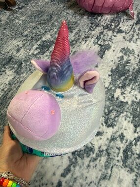 Sparkly Rainbow Unicorn Plush Helmet Cover